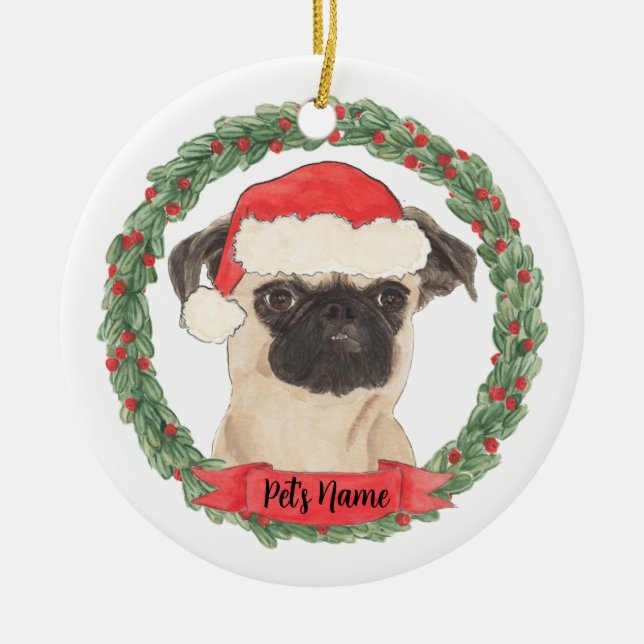 Personalised Brussels Griffon Christmas Ceramic Tree Decoration (Front)