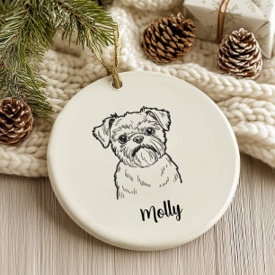 Personalised Brussels Griffon Dog Christmas Ceramic Tree Decoration
