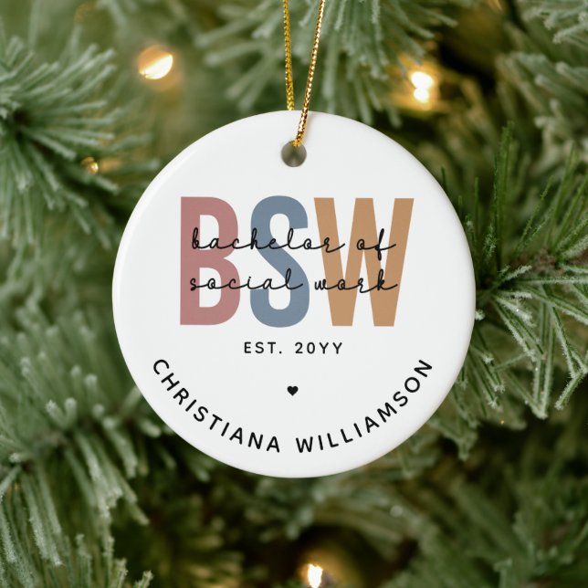 Personalised BSW Bachelor of Social Work Ceramic Tree Decoration (Tree)