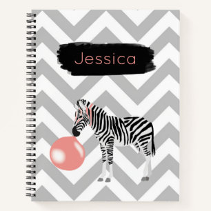 Personalised Bubble Gum Zebra Blowing Bubble Notebook