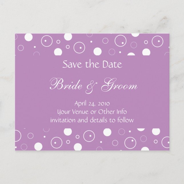 Personalised Bubbles Save the Date Announcement Postcard (Front)