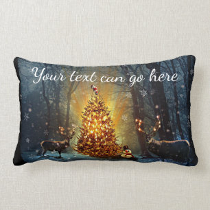 Personalised Bucks and Trees Christmas Lumbar Cushion