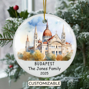 Personalised Budapest Ornament, Hungary Ceramic Tree Decoration