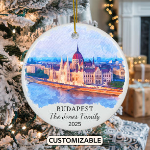 Personalised Budapest Ornament, Hungary Ceramic Tree Decoration