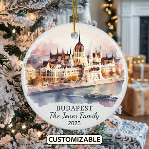 Personalised Budapest Ornament, Hungary Gift Ceramic Tree Decoration