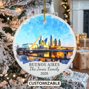Personalised Buenos Aires Ornament, Argentina Ceramic Tree Decoration