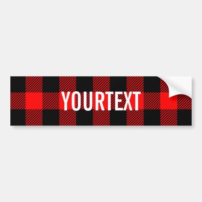 Personalised Buffalo Check Red Black Plaid Bumper Sticker (Front)
