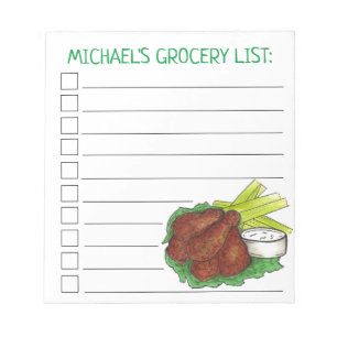 Personalised Buffalo Chicken Wings Grocery List Notepad
