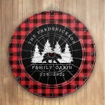 Personalised Buffalo Plaid Bear Forest Cabin Dartboard<br><div class="desc">This personalised rustic design is the perfect choice for your family cabin.</div>