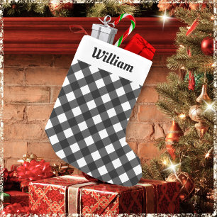 Personalised Buffalo Plaid Check Pattern Rustic  Small Christmas Stocking