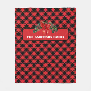 Personalised Buffalo Plaid Christmas Fleece Blanket