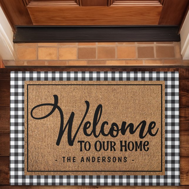 Personalised Buffalo Plaid Welcome Doormat (Creator Uploaded)