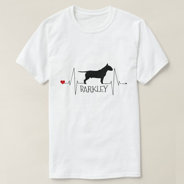 Personalised Bull Terrier Love My Dog Heart Beat T-Shirt (Design Front)