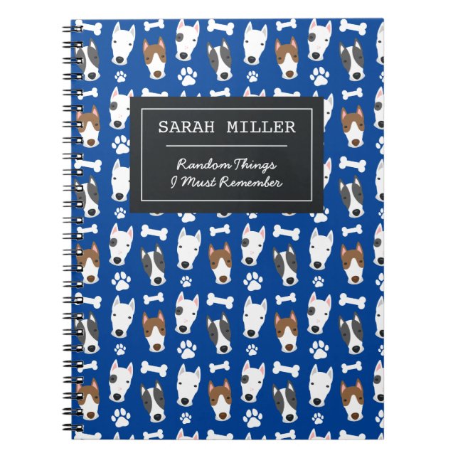 Personalised Bull Terrier Pattern Cute Dog Doodle Notebook (Front)