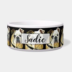 Personalised Bulldog black Dog Bowl
