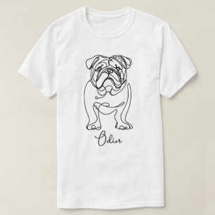 Personalised Bulldog Line Art T-Shirt