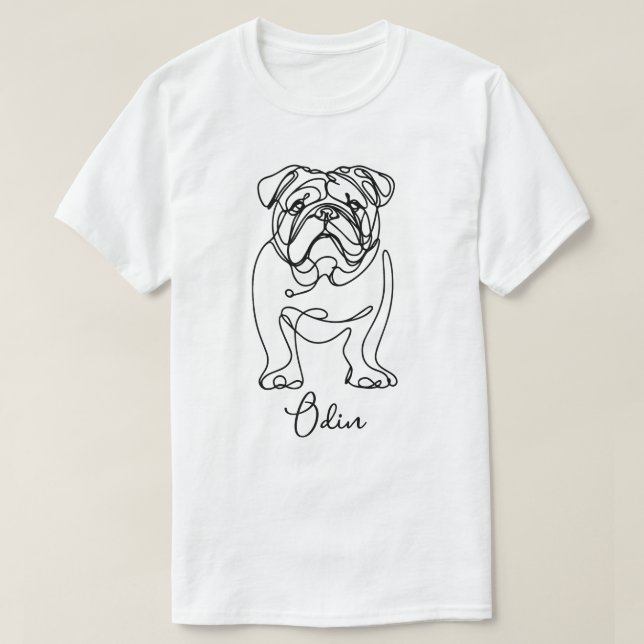 Personalised Bulldog Line Art T-Shirt (Design Front)