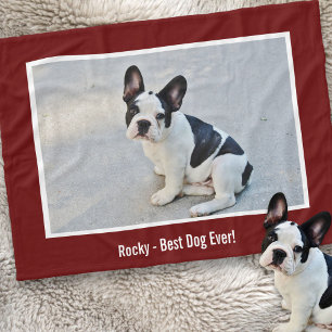 Personalised Bulldog Photo and Bulldog Name Fleece Blanket