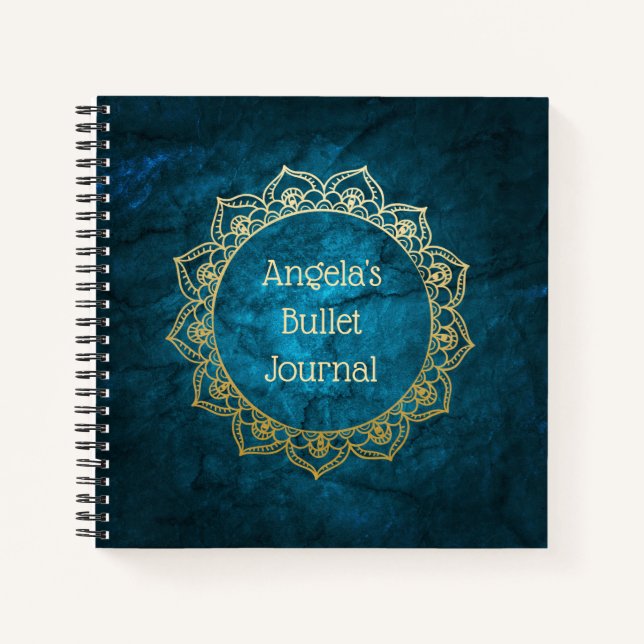 Personalised Bullet Journal Gold Mandala (Front)