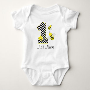 Personalised Bumble Bee 1st Birthday Chevron Baby Bodysuit
