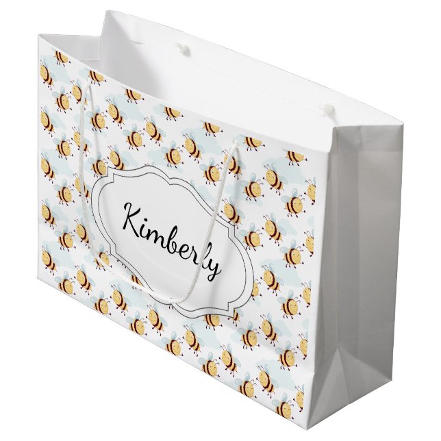Personalised Bumble Bee Large Gift Bag (Front Angled)