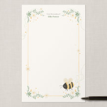 Personalised Bumble Bee Nursery Writing Paper