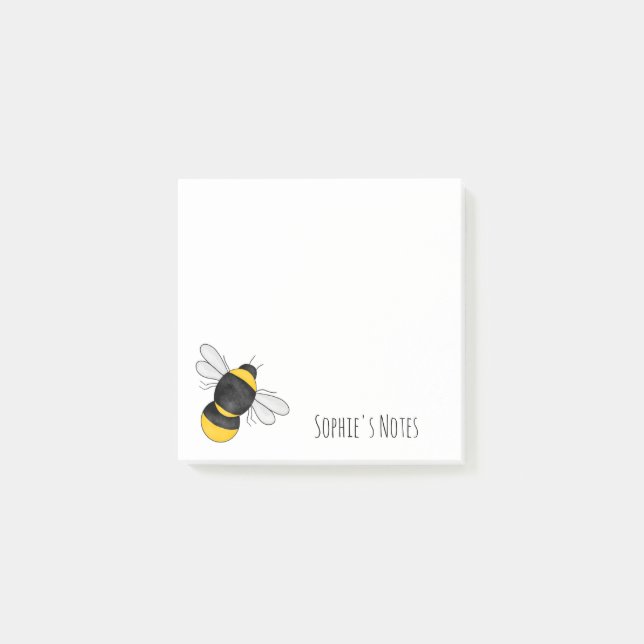 Personalised bumble bee post it notes (Front)