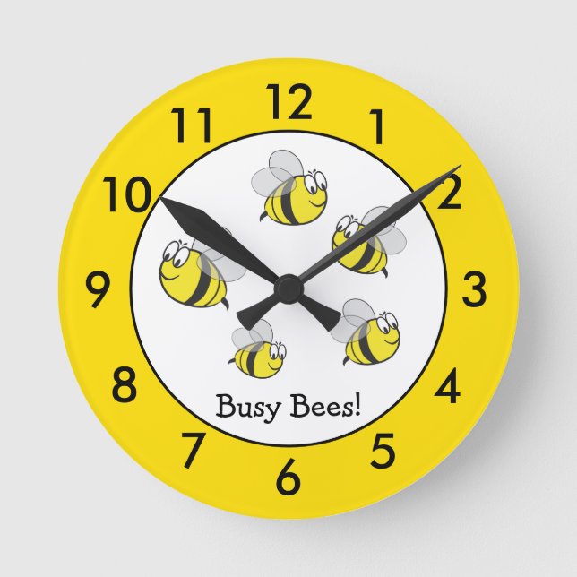 Personalised Bumble Bee Round Clock (Front)