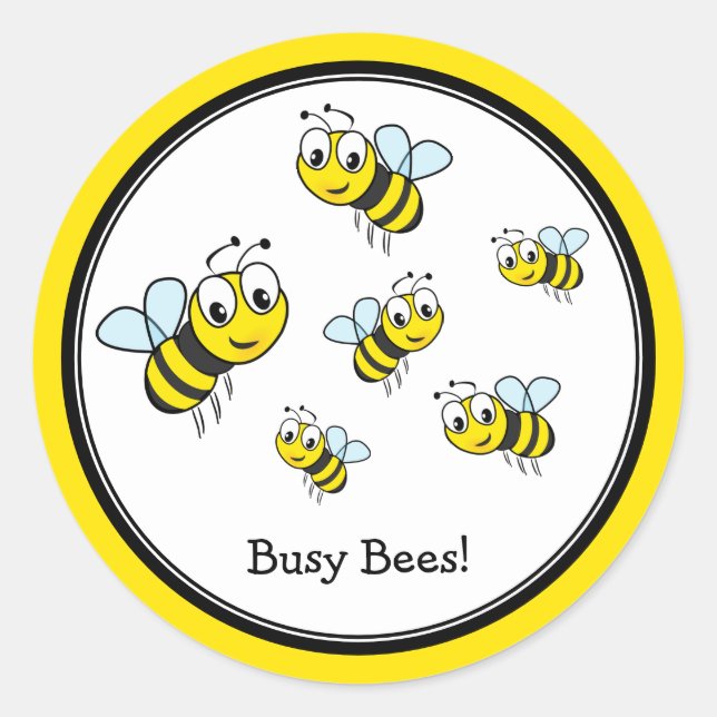 Personalised Bumble Bees Classic Round Sticker (Front)