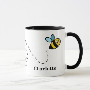 Personalised Bumblebee Heart Pattern  Mug