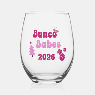Personalised Bunco Babe Stemless Wine Glass