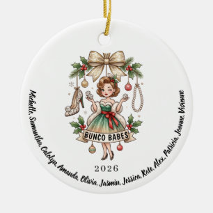 Personalised Bunco Babes Name Year Christmas Gift Ceramic Tree Decoration