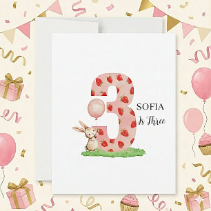 Personalised Bunny 3rd Birthday Card Daughter