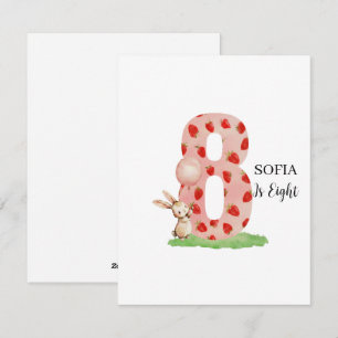 Personalised Bunny 8th Birthday Card Daughter