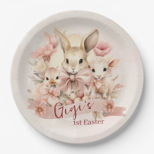 Personalised Bunny, Chick & Lamb Easter Plates (Front)