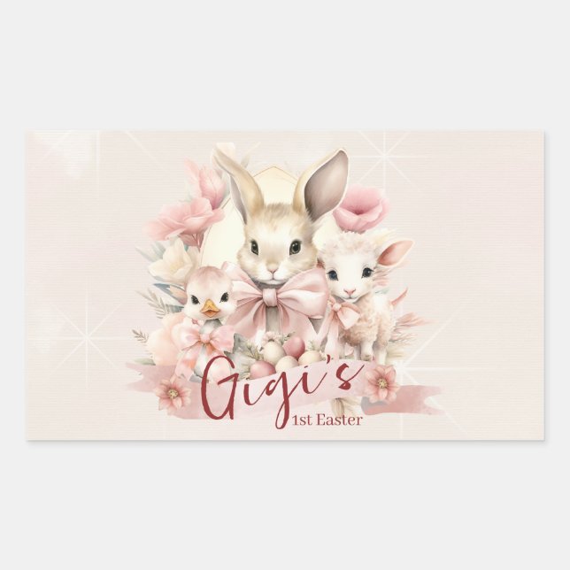 Personalised Bunny, Chick & Lamb Party Stickers (Front)