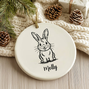 Personalised Bunny Christmas Ceramic Tree Decoration