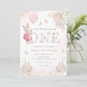 Personalised Bunny First Birthday Invitation