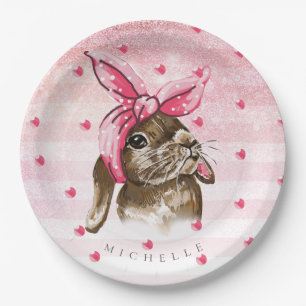 Personalised Bunny Hand painted glitter Paper Plate