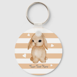 Personalised Bunny Heart Button Keychain