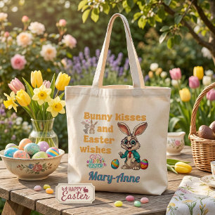Personalised Bunny Kisses Easter Tote Bag