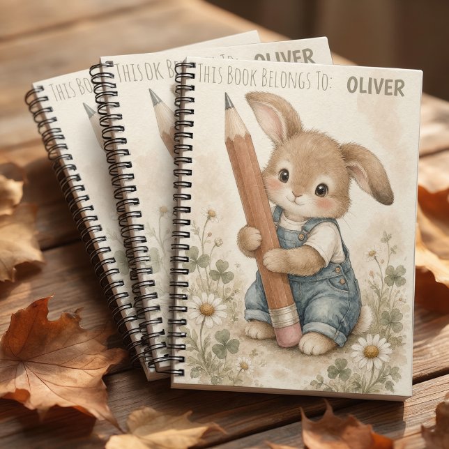 Personalised Bunny Notebook Back to School Journal (Personalized Bunny this book belong to for  boys)