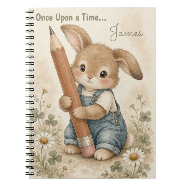 Personalised  Bunny Notebook Once Upon a Time (Front)
