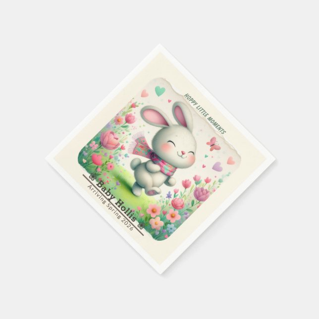 Personalised Bunny Paper Party Napkins (Corner)