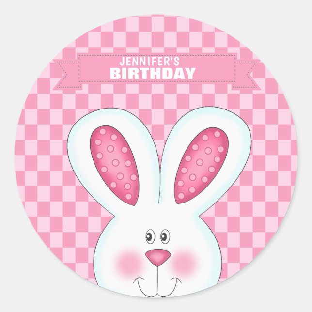Personalised Bunny Rabbit Birthday  Sticker (Front)