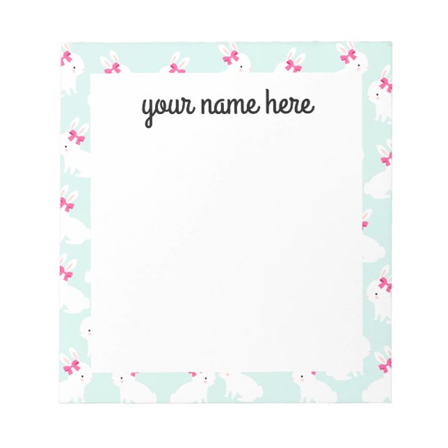 Personalised Bunny Rabbit Notepad (Front)