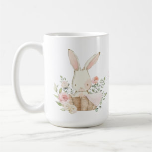 Personalised Bunny Rabbit Pastel Flowers Coffee Mug