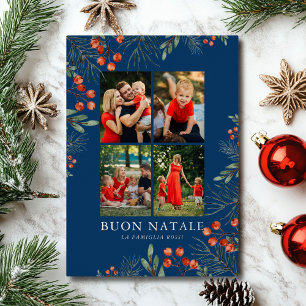 Personalised Buon Natale 4 Photo Foil Christmas Holiday Card