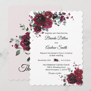 Personalised Burgundy and Black Wedding Invitation