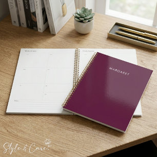 Personalised Burgundy Custom Name Planner